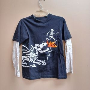 Kids long sleeved dinosaur skeleton tee